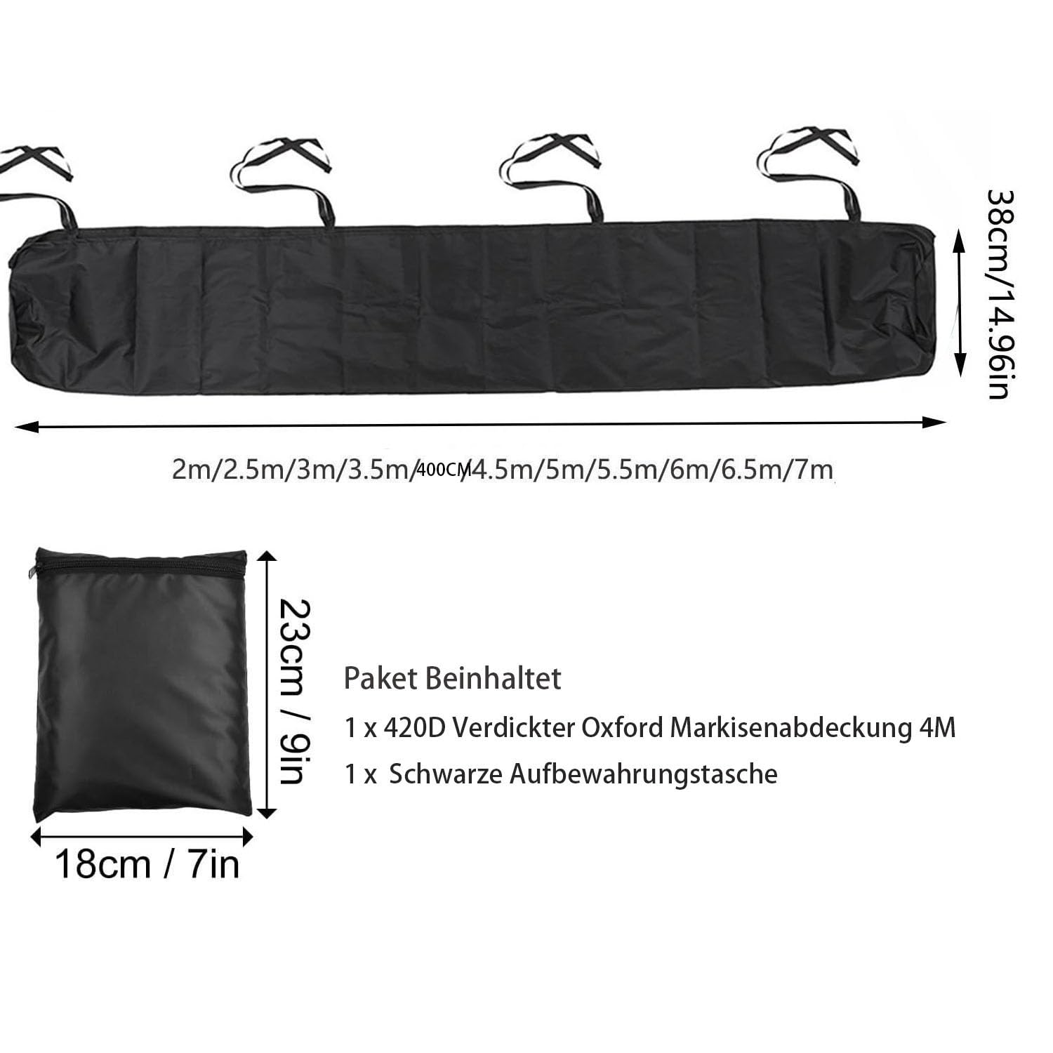 JDMA 6M Coperture per Tende da Sole Custodia per Tenda da Sole Copertura della Tenda per Patio Esterno da Giardino Custodia impermeabile per tenda - 420D Oxford