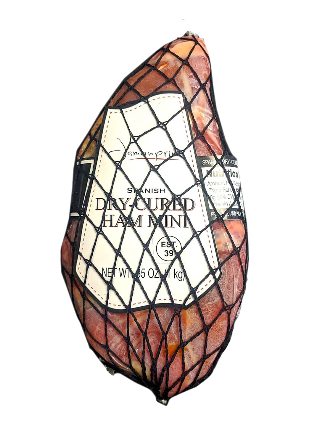 Serrano Ham Cured Boneless with Ham Stand & Knife - Spanish Jamon Serrano Jamonprive - Approx. 2.2 lb or 1 Kg - GMO Free and Gluten Free