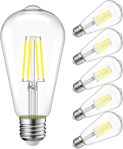 Miniatura 11 de LVWIT Bombilla Edison vintage ST21 de filamento LED de 5.5 W (equivalente a 40 vatios), regulable 2500 K (brillo ámbar), blanco cálido, base media