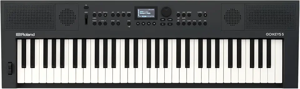 Roland GO:KEYS 5 Teclado para Criação Musical de 61 Teclas | Alto-falantes Estéreo Integrados | Entrada para Microfone | Suporte Bluetooth Áudio/MIDI para Streaming de Música - Grafite
