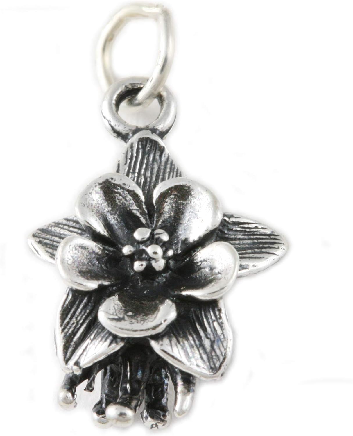Columbine Flower 3D 925 Solid Sterling Silver Charm Pendant Bracelet Jewelry Making Supply