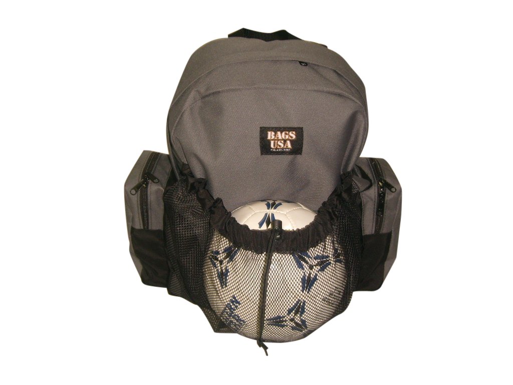 Soccer Equipment Backpack , Also holds Basketball or Volleyball Made in USA, Gray, Large-image-26