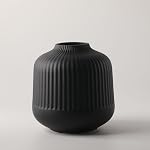 Vase en céramique noire 2 Vases décoratifs, modernes à côtes pour l'herbe de Pampas, Vases de fleurs Décor maison en style nordique, Boho Vase noir en mat pour pièces centrales Table Étagère