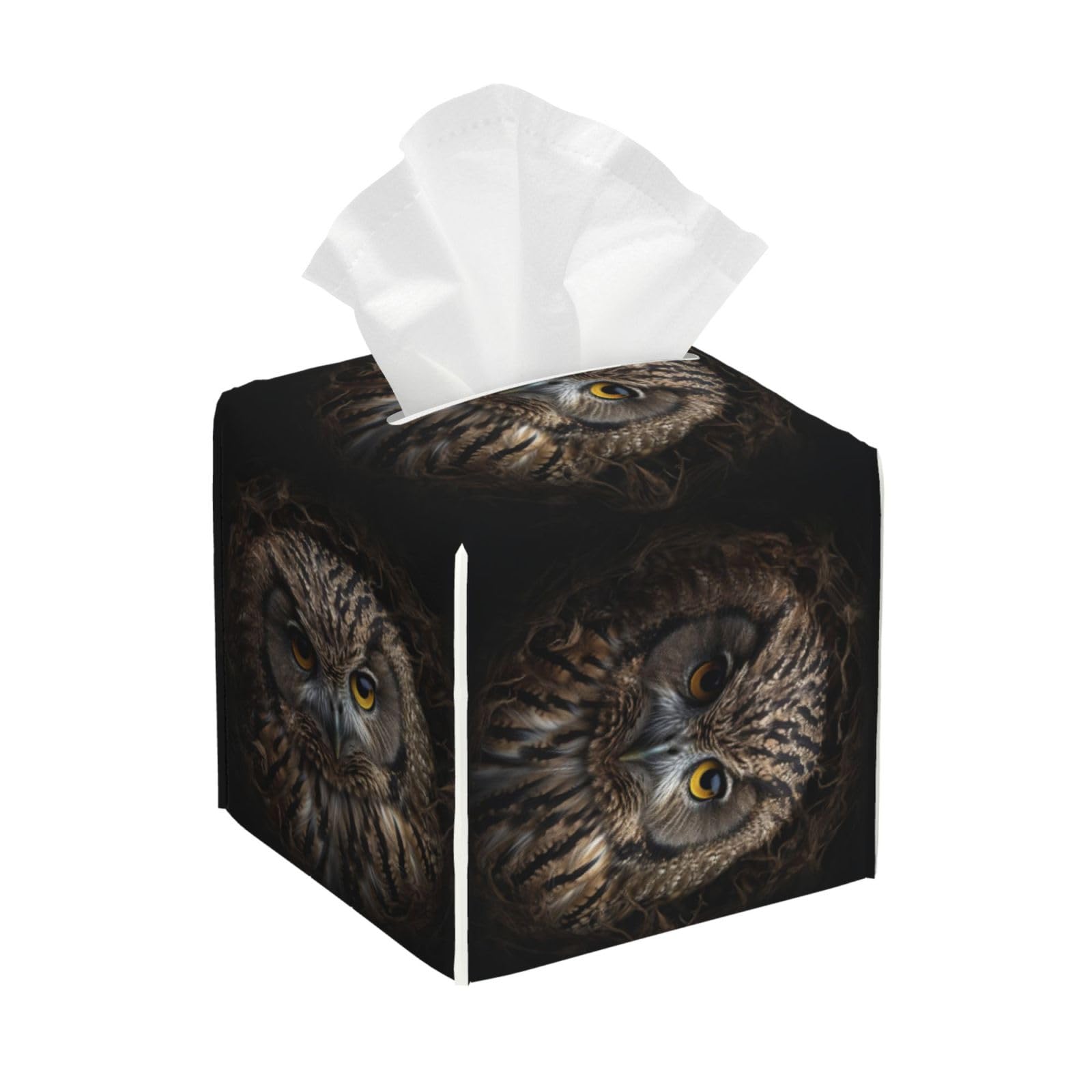 Focused Owl Tissue Box Cover Square Cube Boxes