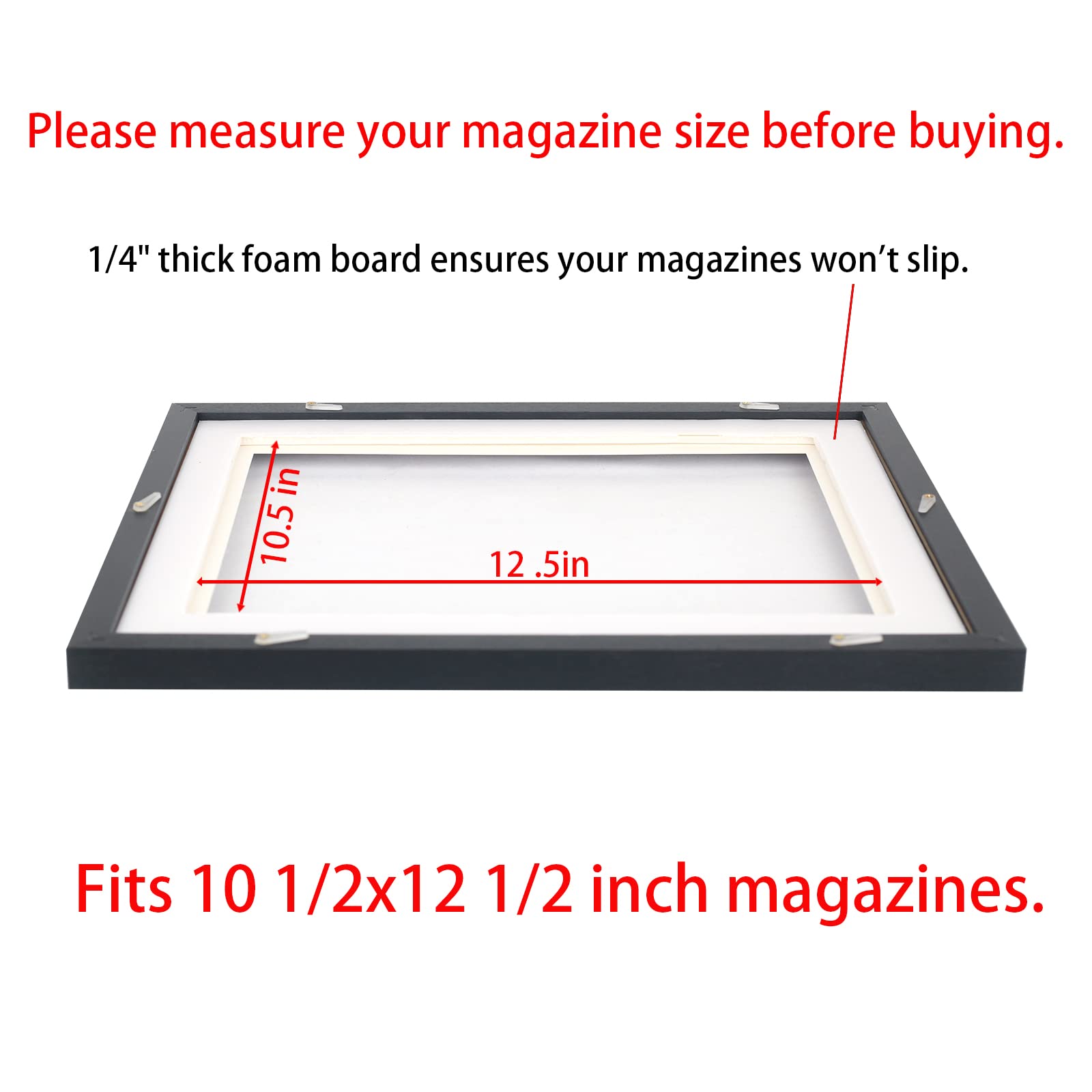Mxtallup 10.5x12.5 Magazine Frame for the Wall,Displays Magazines Measuring 10 1/2 by 12 1/2 inches with White Mat (Measure Your Magazine)(Z105125W)
