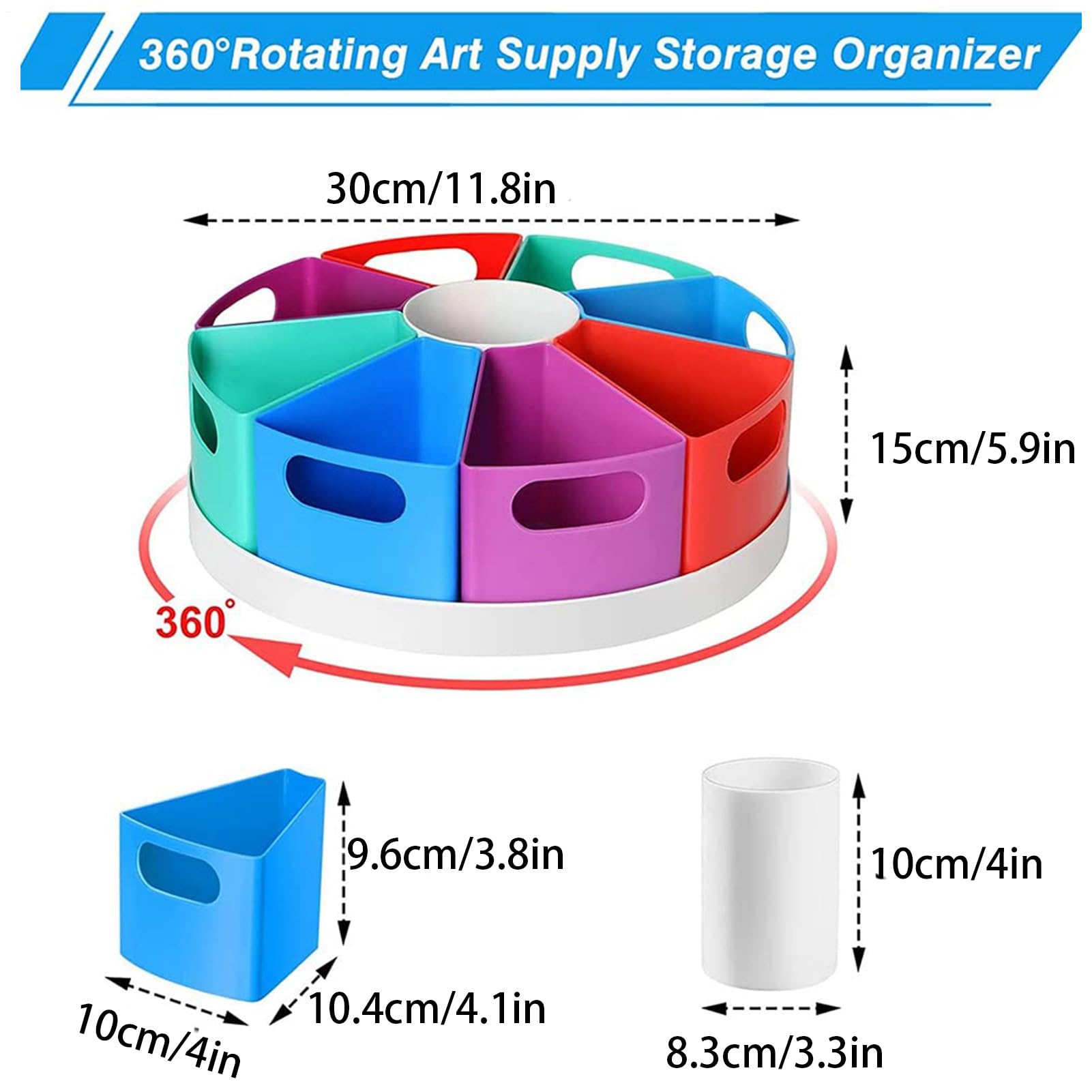Drehstifthalter, Rotary Desktop Organizer 9 Kompartiment mit großer