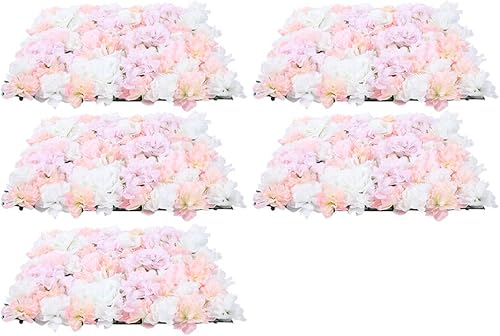 Paneles de pared de flores artificiales, 5 piezas de 16 x 24 pulgadas, flores rosas florales para decoración de fondo, para dormitorio, boda, fiesta
