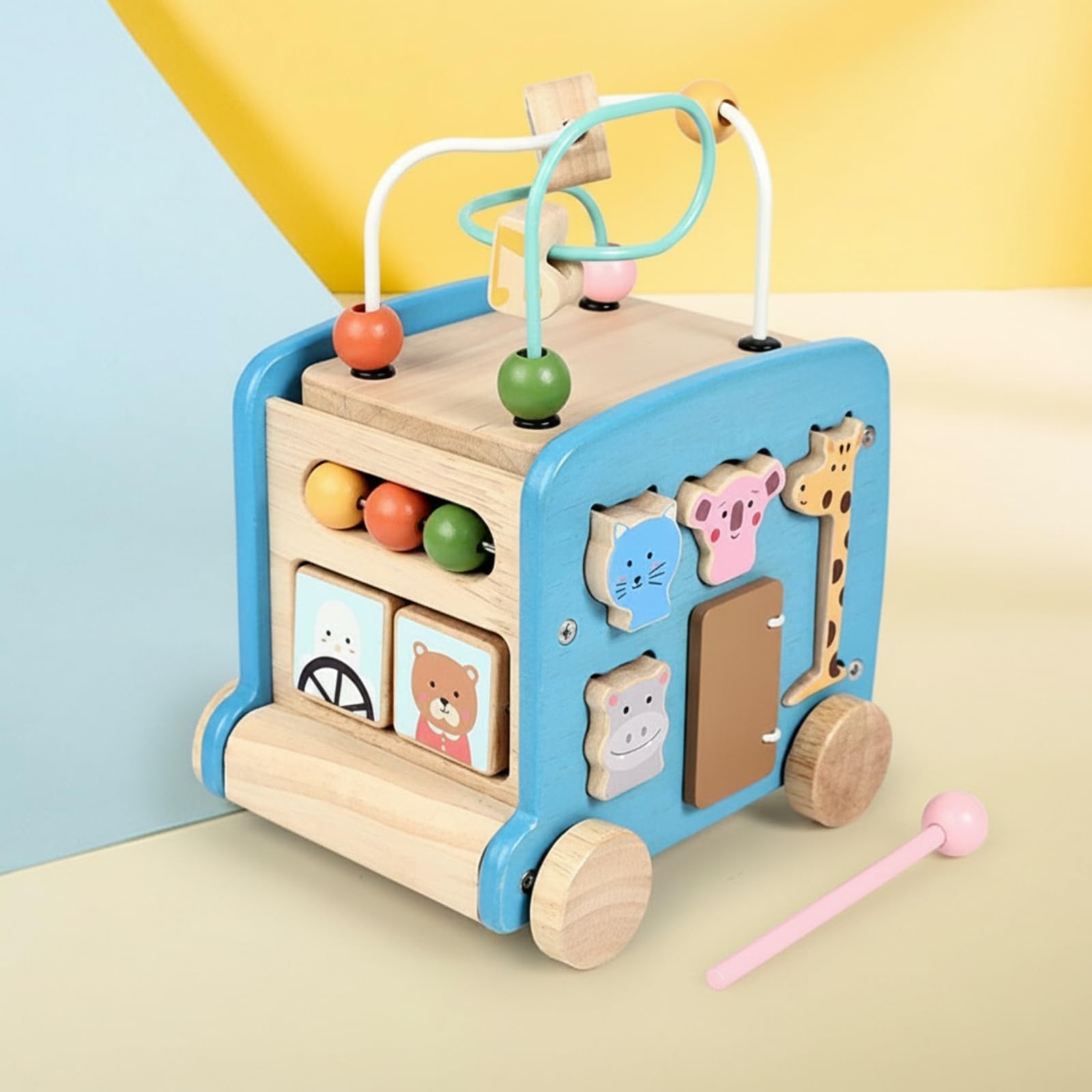 Scatola Montessoriana con Percorso Di, Autobus Giocattolo Montessoriano Verde