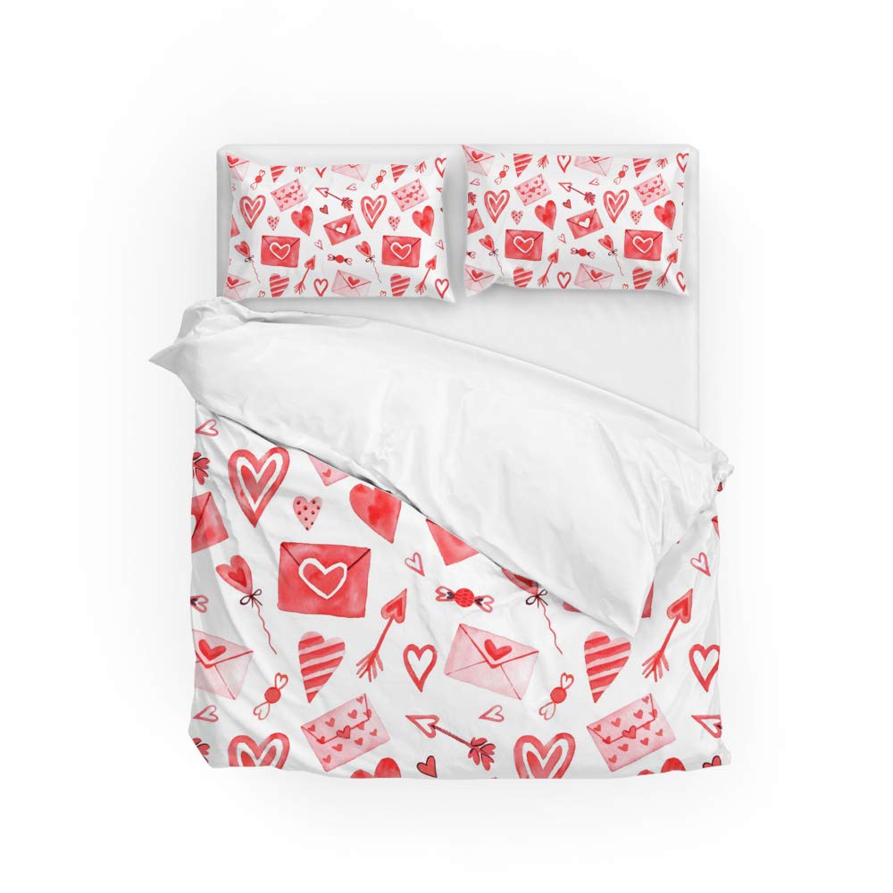 Housse de couette pour chambre à coucher parure de lit chaleureuse blanche et rouge CHEHONG