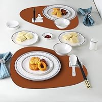 Vista 27 de Faux Leather Placemats and Coasters Set of 2, Round Leather for Dinner Table Mats Heat Resistant Non-Slip Washable Insulation Coffee Mats Kitchen