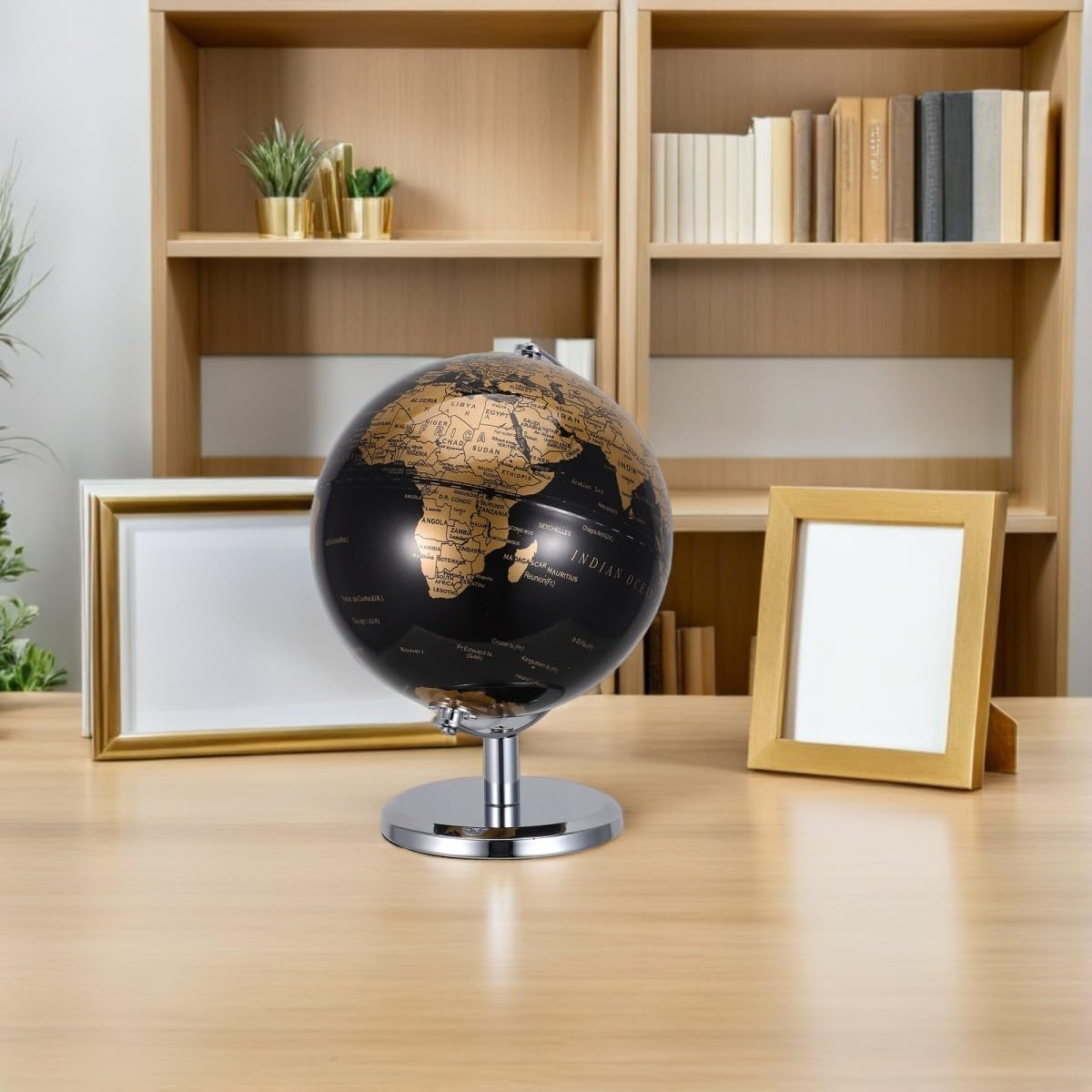 Globo Terráqueo Decorativo Accesorio Educativo y Decorativo Moderno para Escritorio con Diseño Detallado para Oficina y Estudio