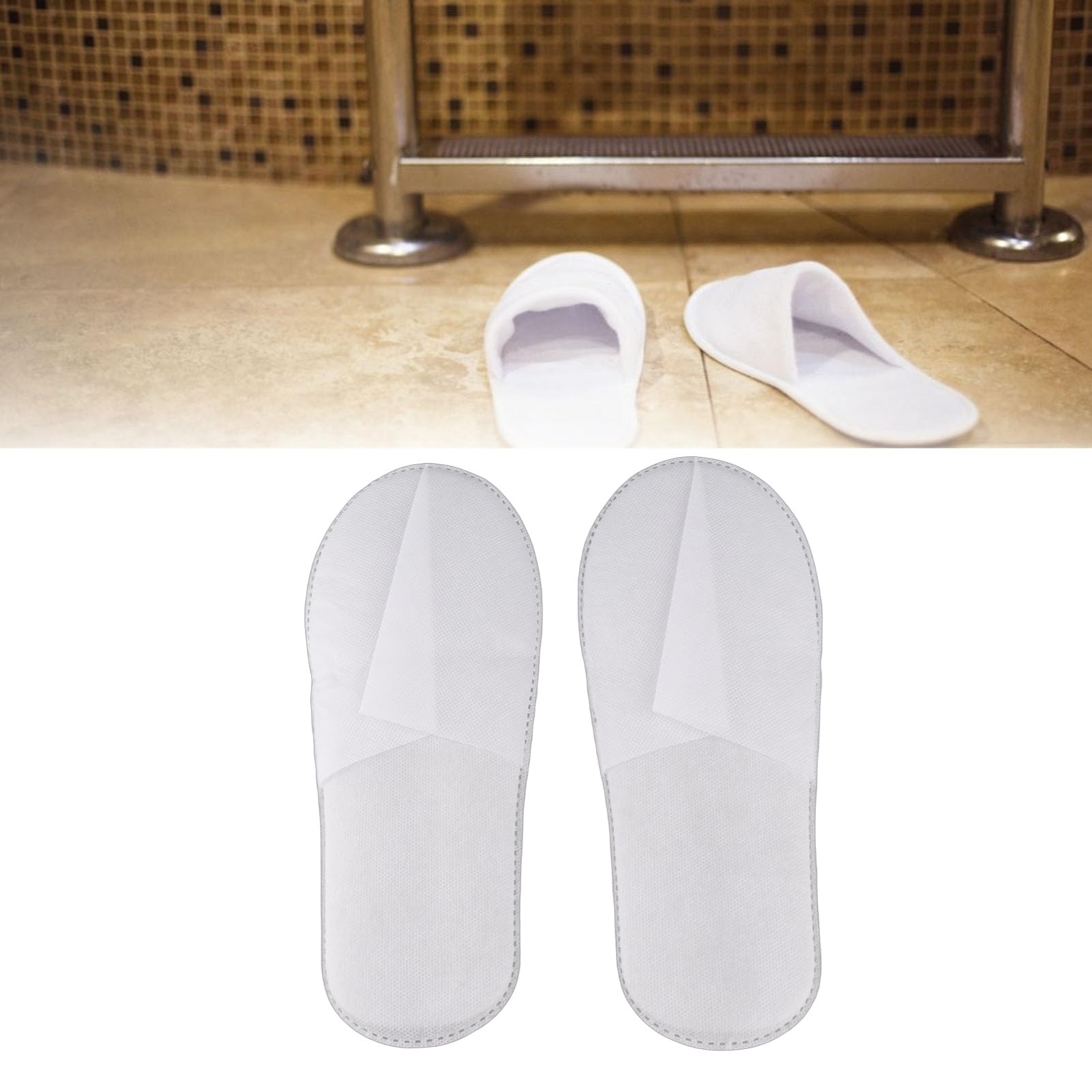 HEEPDD 50 Paia Pantofole Usa E Getta, Pantofole da Interno per Hotel Pantofole per Ospiti di Nozze Confezione di Pantofole per Donne Uomini Home Spa Hotel (Lavagna bianca in tessuto non