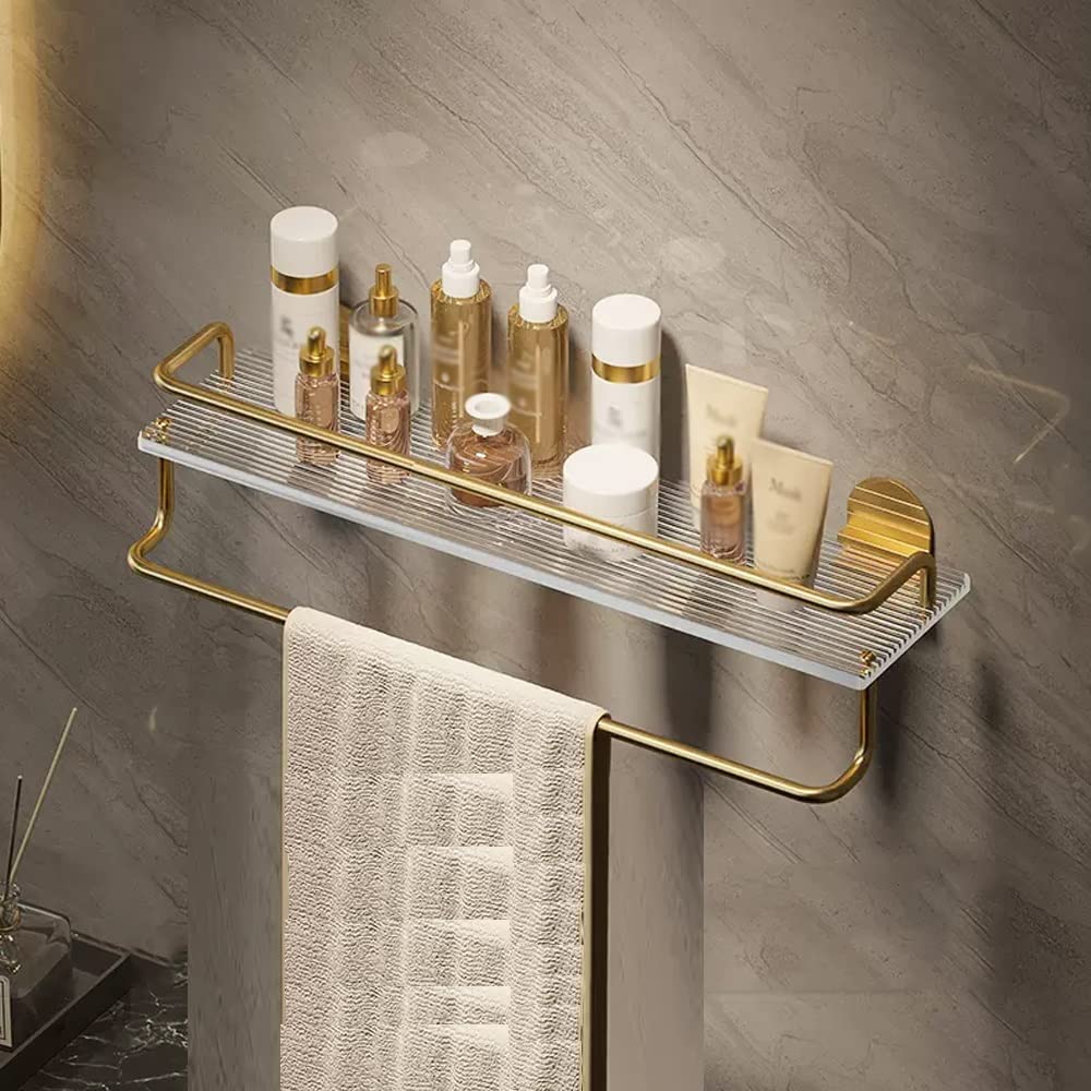 Caddy de douche mural en acrylique pour organiser vos cosmétiques et serviettes