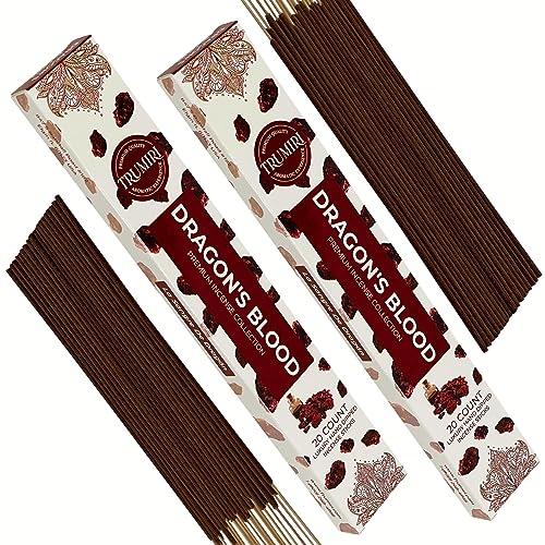 Dragons Blood Incense Sticks for Protection - Total 40 Insence-Sticks - Dual Pack of 20 Insense - Inciensos - Inscents - Natural Non Toxic Ingredients - Incents - Incence - Inscense - Insents