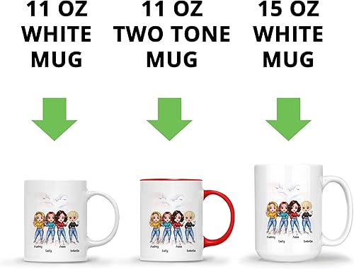Miniatura 6 de GOSSBY Taza personalizada (4 Sisters) Sisters forever never aparte, maybe in distance but never at heart, taza personalizada con nombres, Hairstyl