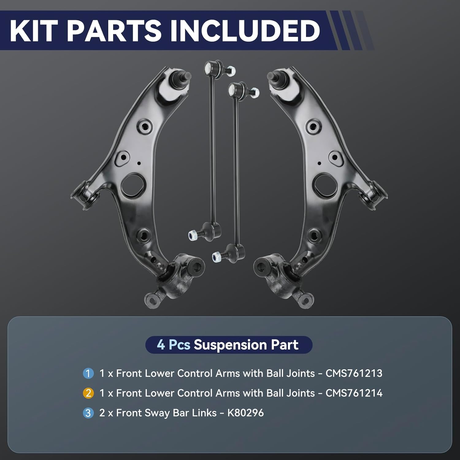 Front Lower Control Arm With Ball Joint Sway Bar Link Compatible with 2013-2016 Mazda CX-5,2014-2019 Mazda 6,Part Number CMS761213, CMS761214 K80296