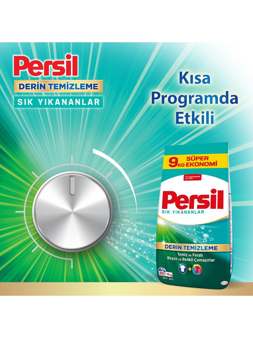 Persil Toz Sık Yıkananlar Çamaşır Deterjanı 9 Kilogram 60 Yıkama, Sık Yıkananlar 9kg (2 paketi)