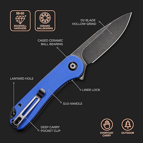 Miniatura 2 de CIVIVI Elementum Green G10 Mango incluido con nueva versión de mango azul G10, gran compañero de cuchillo plegable EDC