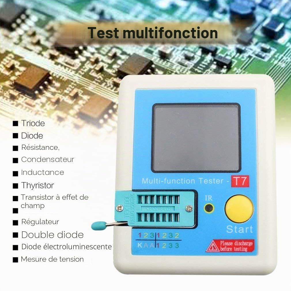 DollaTek Testeur de transistor multifonction TFT Diode Triode Capacitance Testeur LCR ESR NPN PNP MOSFET IR