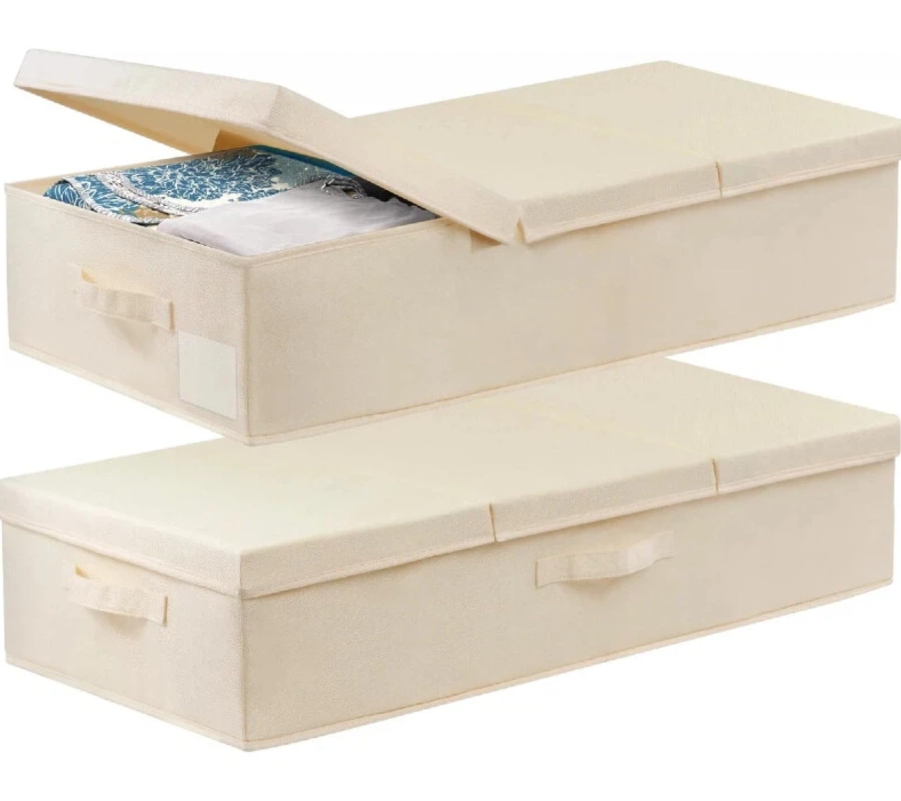 punemi 6 in Tall Under Bed Storage, Wedding Dress Box, 2 Pack, Beige