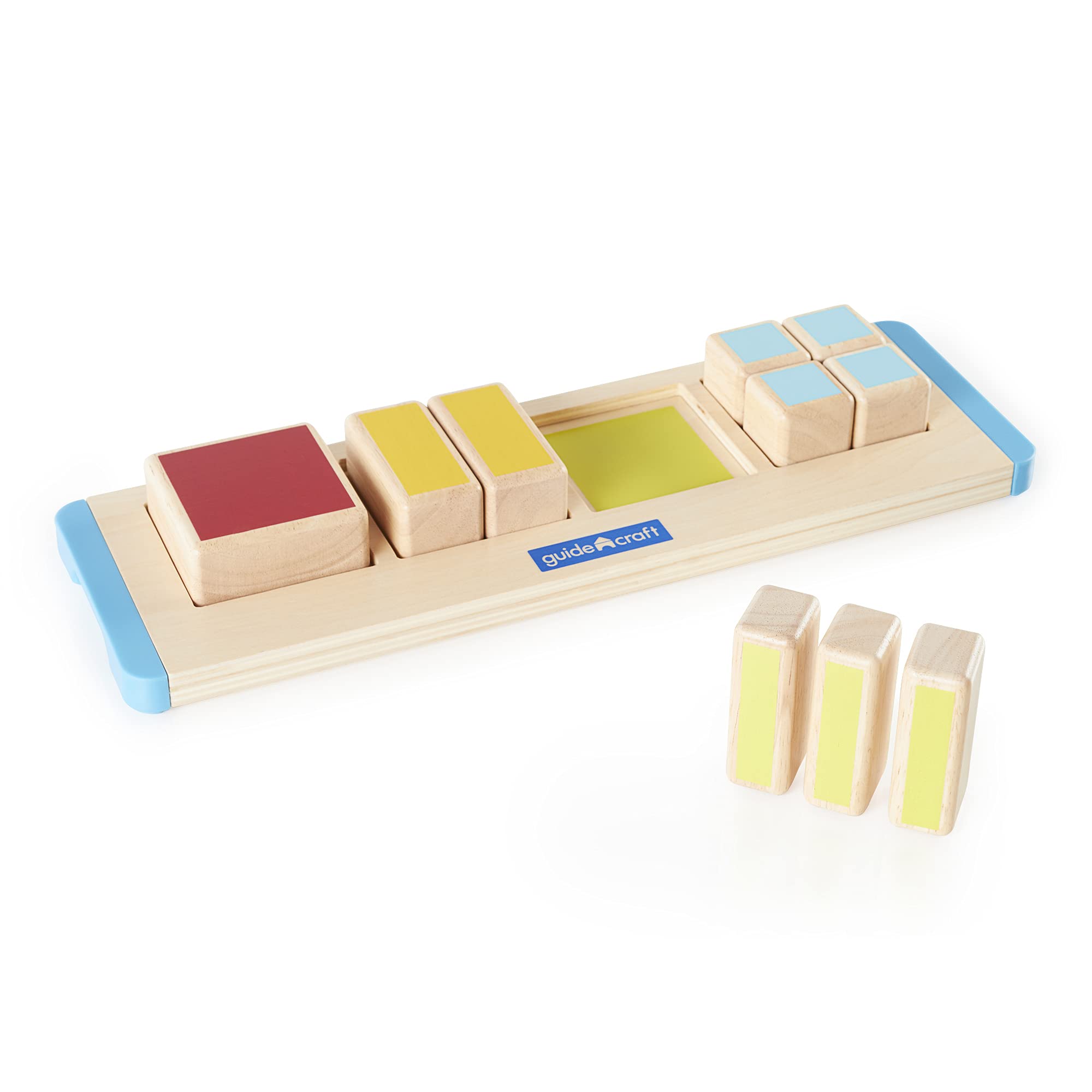 Guidecraft Coloridas fracciones cuadradas de iniciación – Juguetes de madera de desarrollo temprano para niños, juego estimulante de habilidades matemáticas