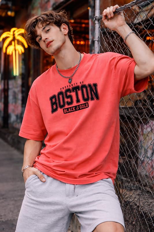 Image of London Hills Printed Cotton Blend Half Sleeve Oversized Men Round Neck Tshirts | T Shirt for Man | Tshirt | Shirts Men | Tshirt for Man | T-Shirt | Mult-Colored