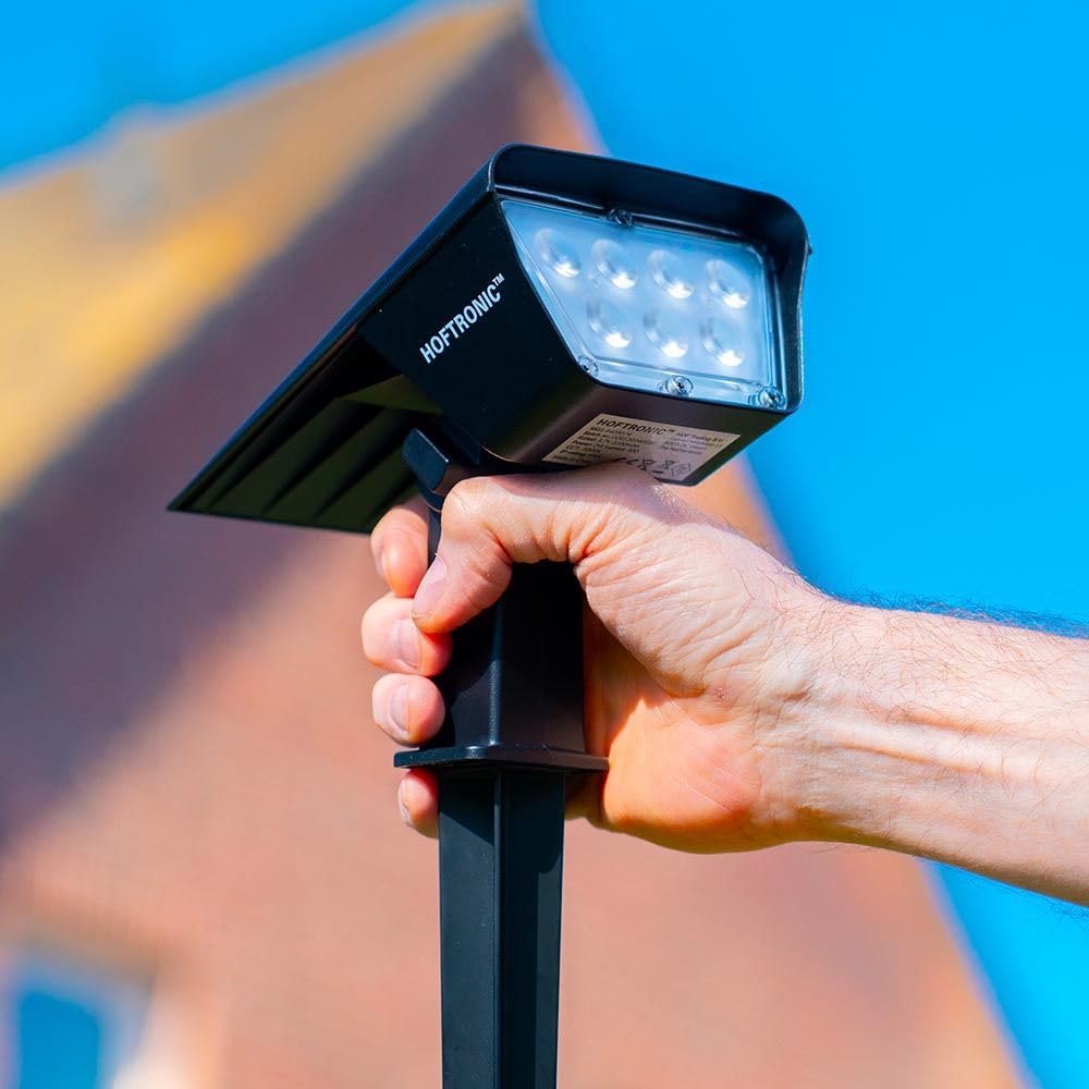 HOFTRONIC - Solar Gartenstrahler Odessa Superhell 300 Lumen IP65 Wasserdicht 3000K LED Solarlampen für Außen Solarleuchte 6 Stücke mit Erdspieß Solar Strahler Wintersolar Solarpanel Warmweiß