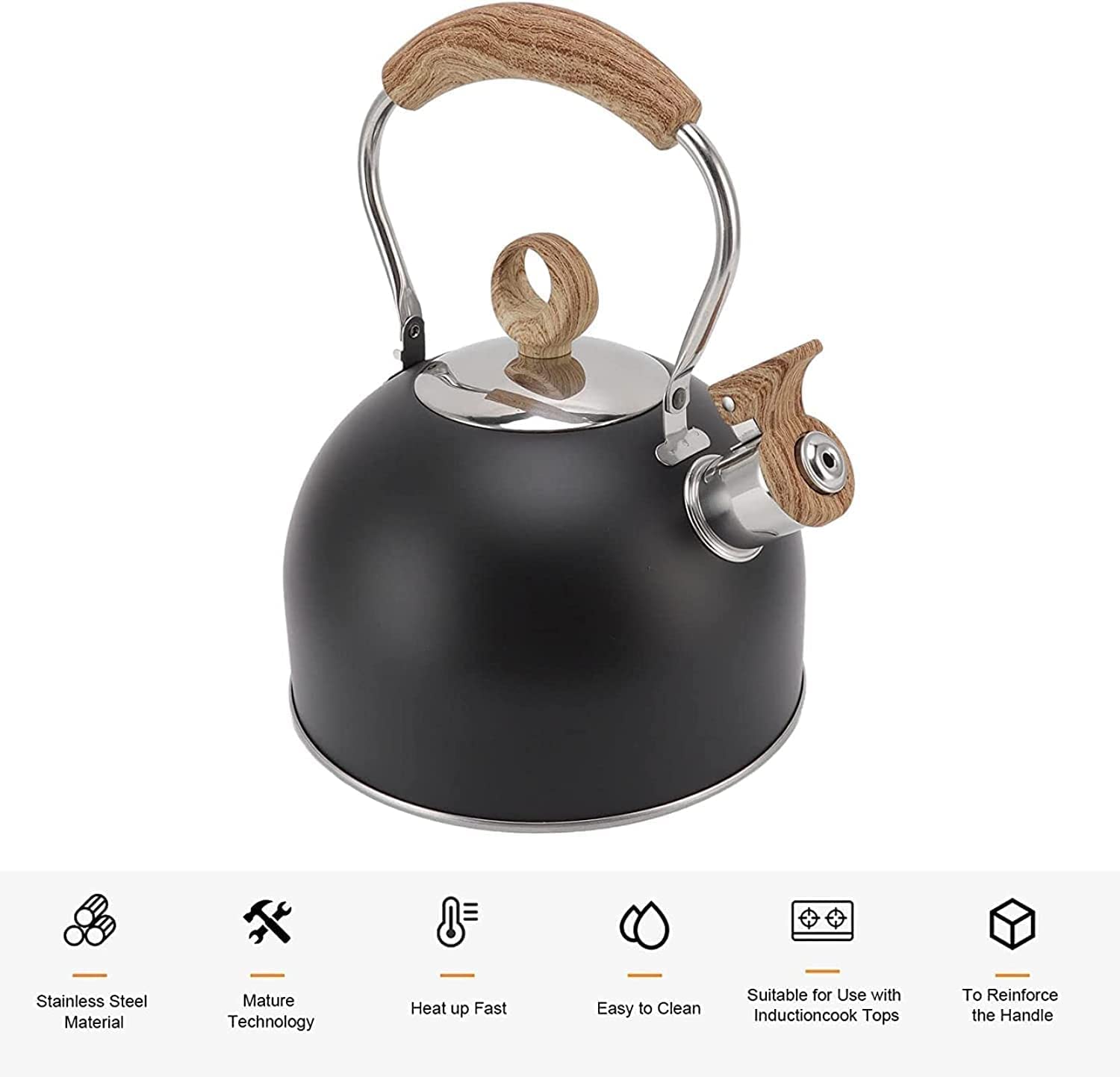 Czajnik do Herbaty 2.5L Gwizdający Czajnik Do Herbaty Czajnik Ze Stali Nierdzewnej Z Uchwytem Zapobiegającym Nagrzewaniu Do Kuchenki Indukcyjnej Gazowej Top Water Coffee Czajnik do Gotowania Wody (Co