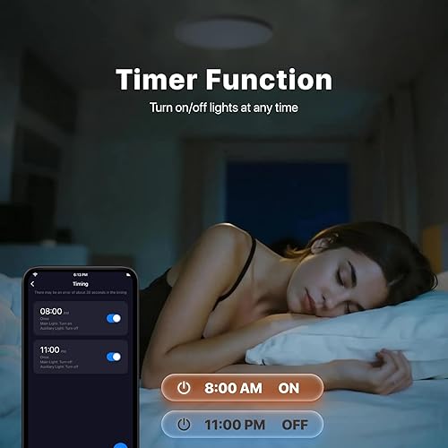 Miniatura 5 de Lámpara de techo LED inteligente WiFi, 12 pulgadas RGB de montaje empotrado con control remoto, lámpara que cambia de color para dormitorio,