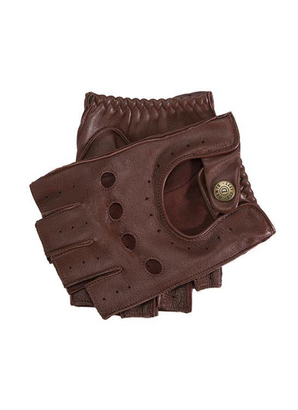 Dents Men's English Tan Fingerless Leather Driving Gloves - / L