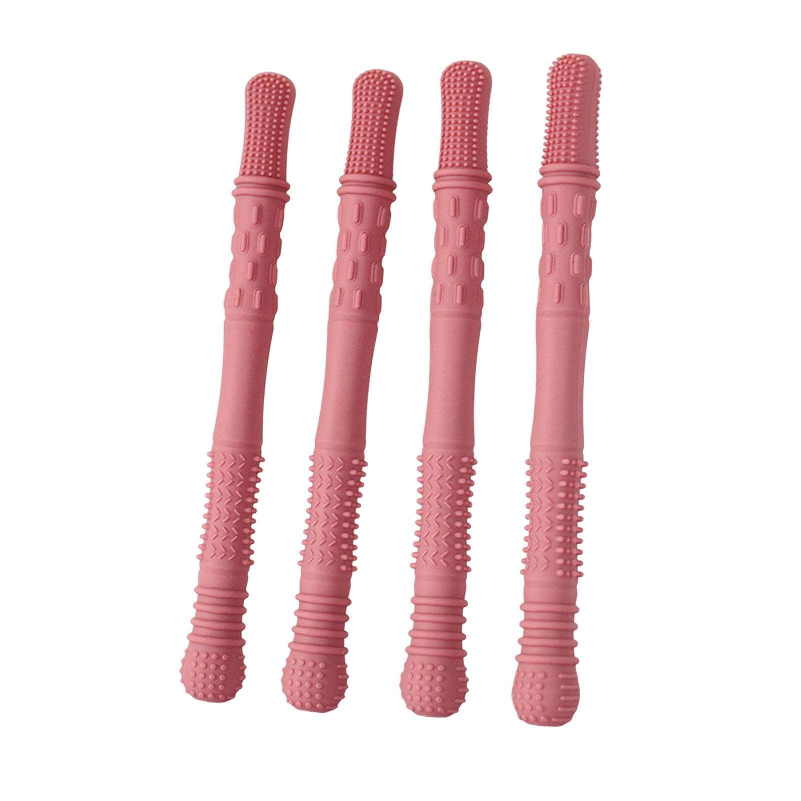 fxwtich Kids Chewable Stick for Anxiety Relief & Oral Stimulation - Durable BPA-Free Sensory Chewing Toy, Teething Aid for Home, Child Chewing Tool to Stop Finger Biting Dark Pink