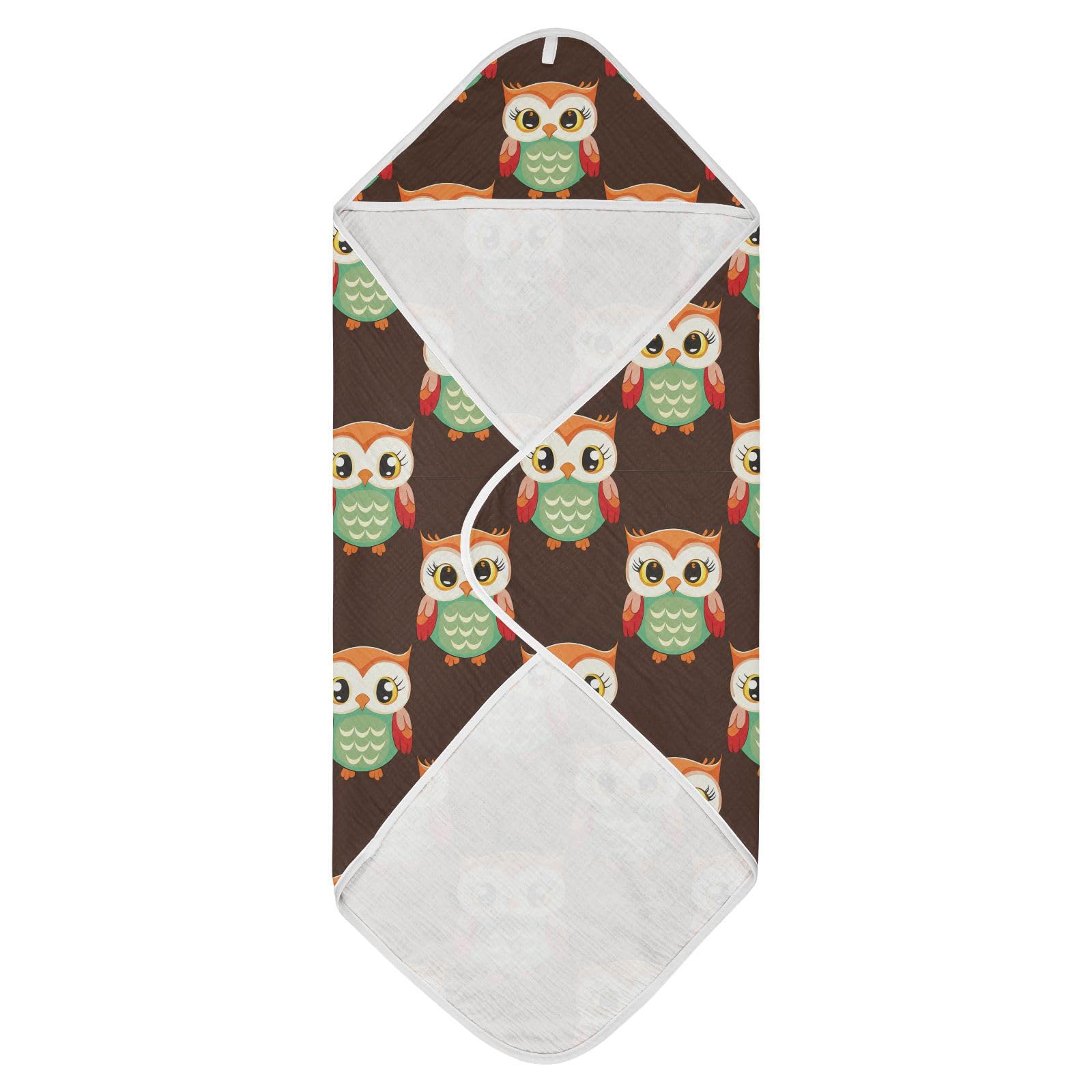 Msyxl Cozy Night Owls Hooded Towel - Ultra Soft & Absorbent Muslin Cotton Bath Towel for Babies, Toddlers, Newborn - Boys & Girls Essential 35