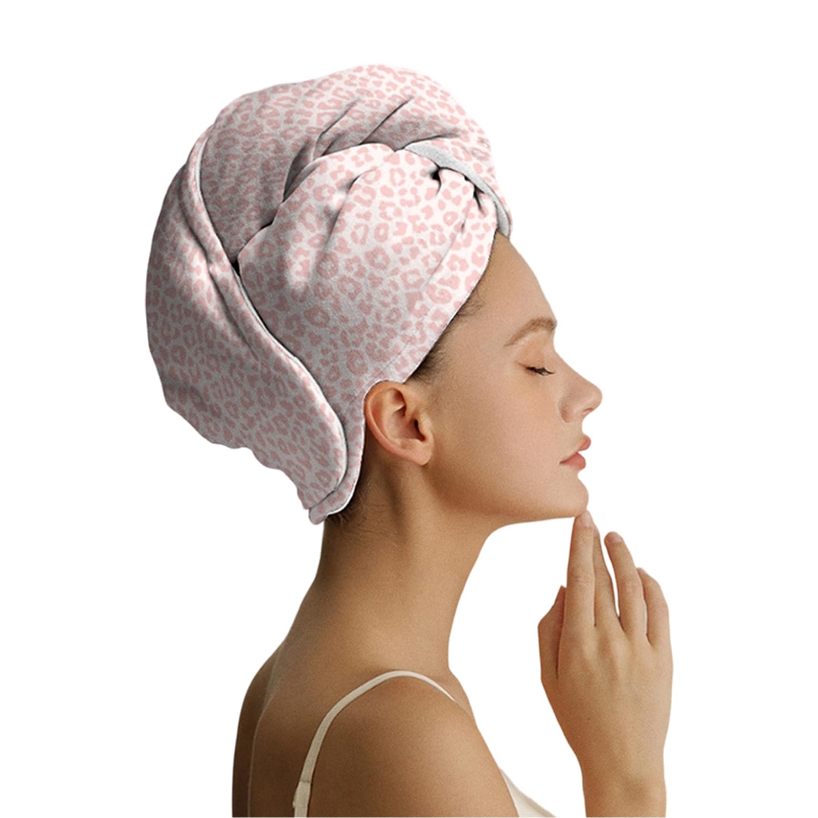 yanzunlrn Fashionable Animal Print Dry Hair Bonnet Hair Towel Wrap 32 Count Yarn Weaving Technology for Thick Curly Washable Towel