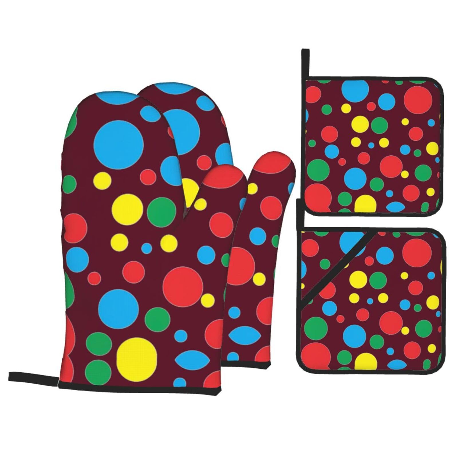 Manoplas de horno y cocina Twister lavables con estampado decorativo de lunares