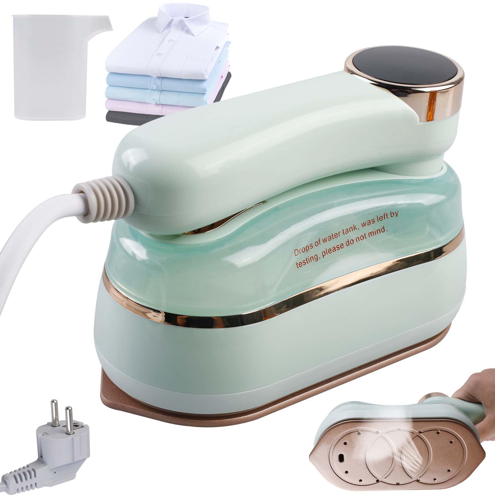 Mini plancha, 1200 W, suela de cerámica antiadherente, plancha de viaje, plegable, 20 segundos, calentamiento rápido, rotación de 180°, portátil, para casa y viajes (verde)
