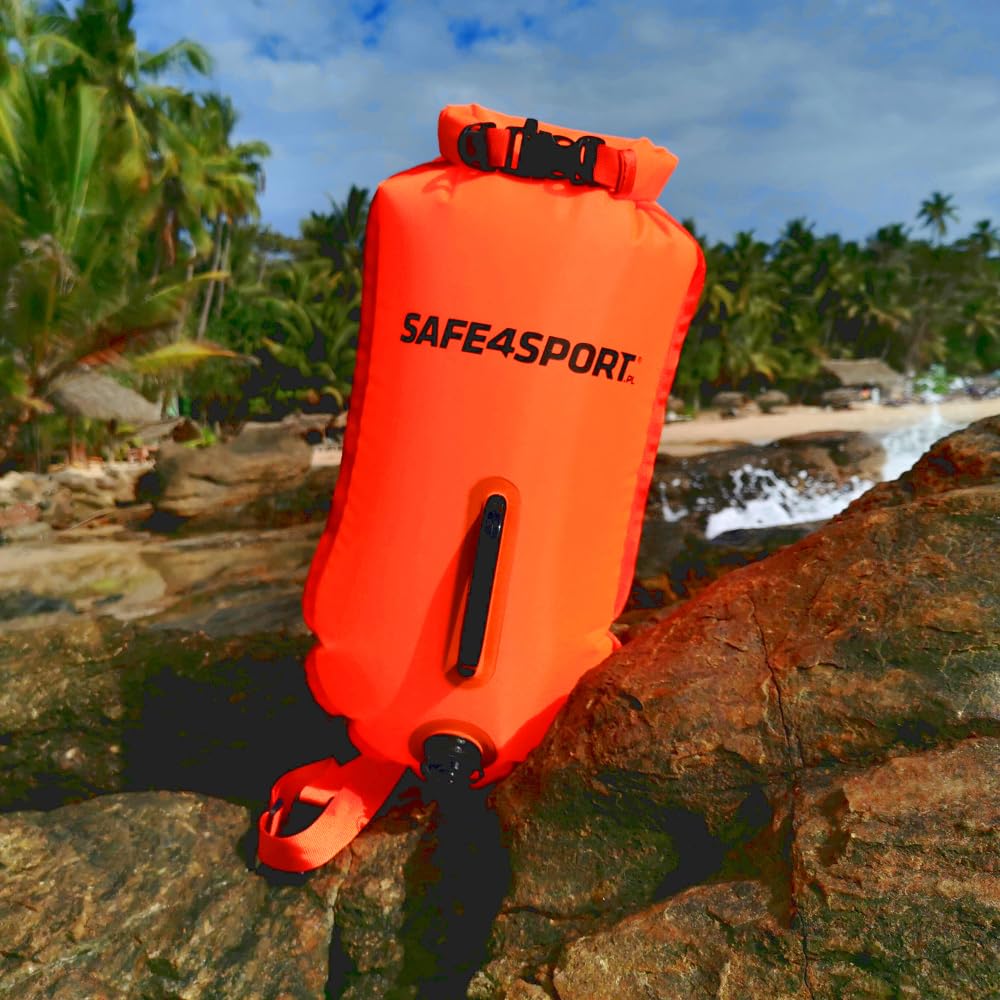 SAFE4SPORT - Borsa impermeabile per il nuoto per adulti - Dry Bag in Open Water Swimming - ideale per chi pratica triathlon - Zaino impermeabile - Gonfiabile Buoy
