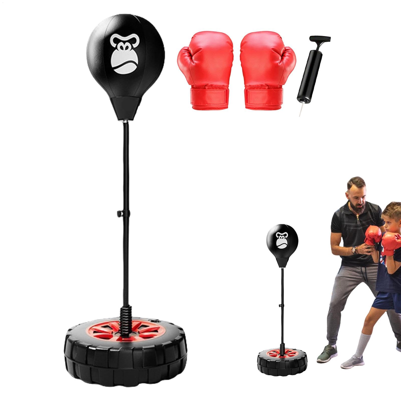 Standing Speed Bag, Height Adjustable Speed Bag, Punching Bag with Base | Flessibile Height Boxing Bag, Boxing Exercise Bag, Speed Bag with Gloves, Adjustable Height Speed Bag for Fitness