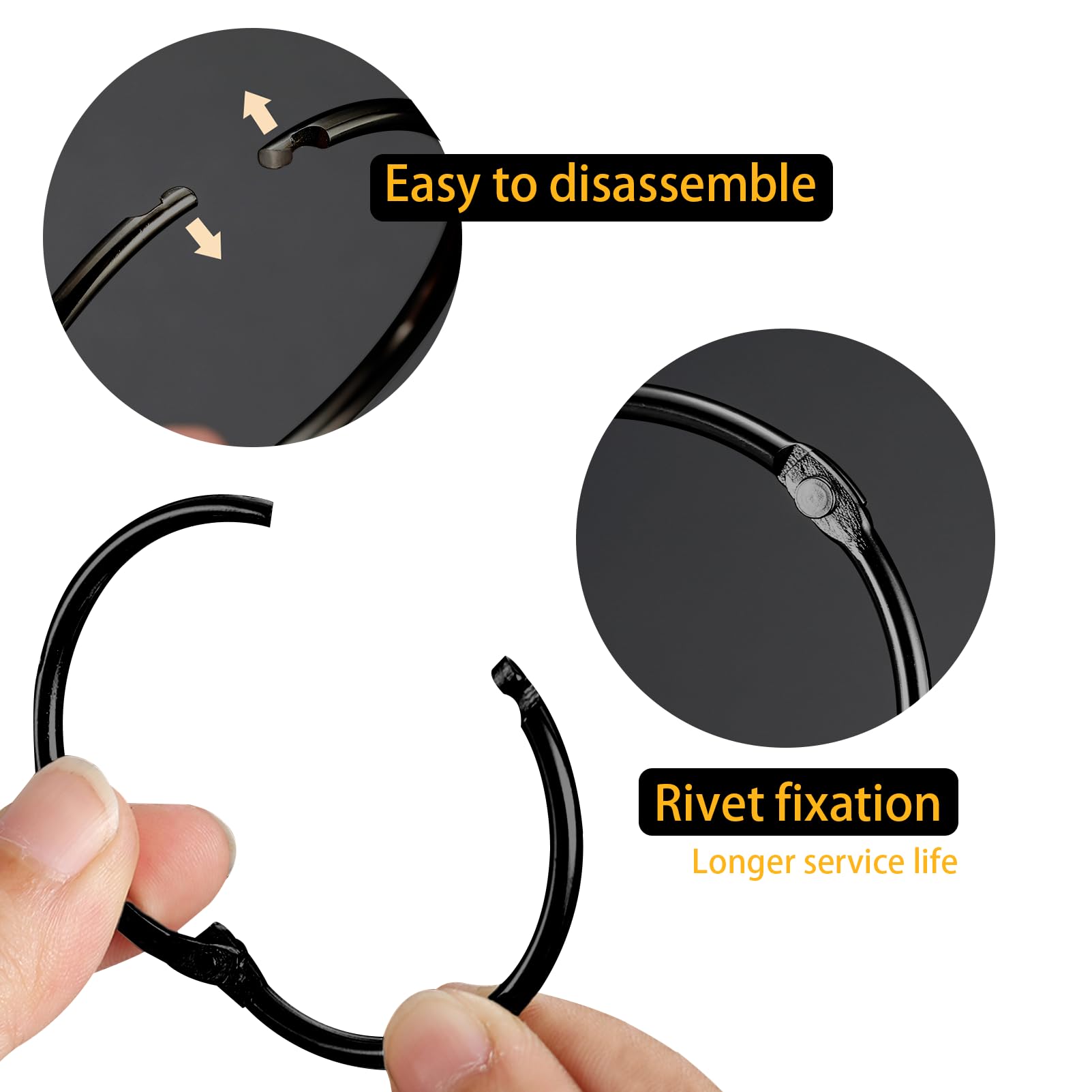 Lot De 30 Anneaux Rideau Douche Noirs - Métal Ouvrable 50mm - Pour Rideaux De Douche Et Portes