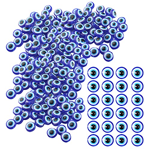 QincLing 300 PCS Evil Eye Beads, Evil Eye Handmade Resin Beads Round Evil Eye Spacer Beads Blue Charm Beads Eye Spacer Beads Blue Eye Beads Turkish Beads for Bracelets Earring Jewelry Making
