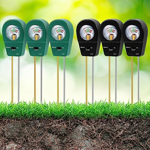 Xuhal 6 Pcs 3 In 1 Soil Tester, Moisture/Fertility/Ph Tester Garden Planting, Soil Ph Sensor Meter Soil Hydrometer Sensor For Plant Care, Garden Home Farm Indoor And Outdoor Use, No Battery Required #TOP29