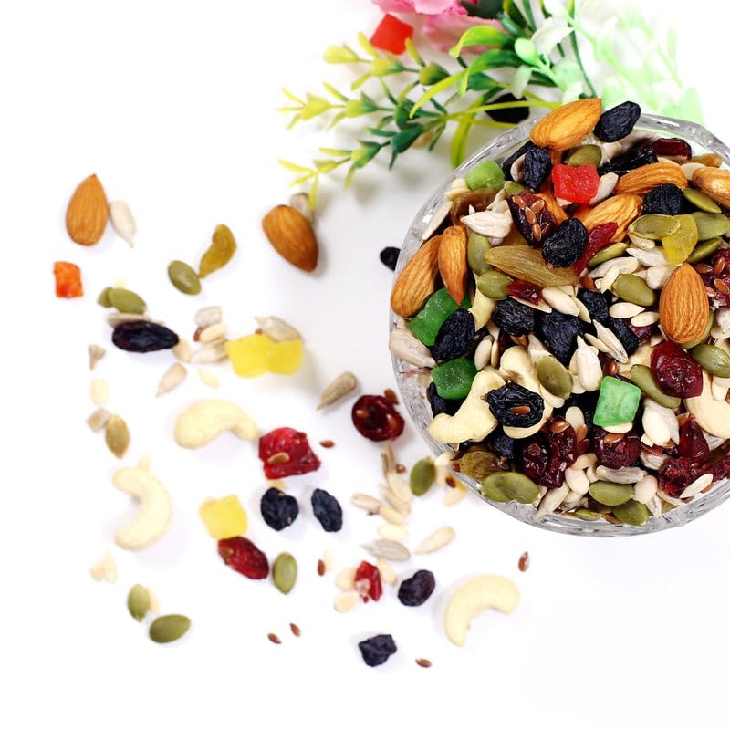 Product image Swaad Ambarsar De Royal Dry Fruit Mixture, Premium Snack Mix with Almonds, Cashews, Seeds and Dried Fruits & Berries, 22 Healthy Items (450 gram)-image-38