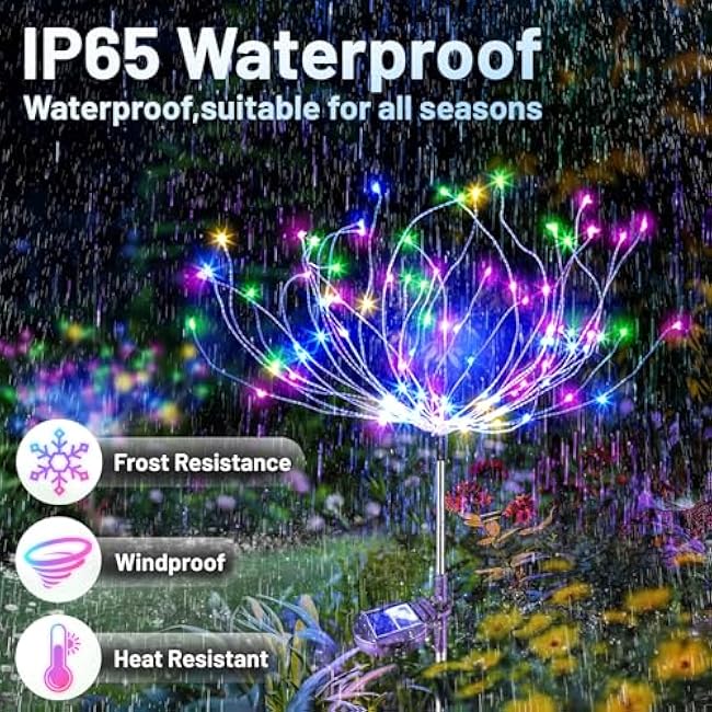 Anordsem Garden Lights Outdoor Decorations: Solar Fireworks Light Waterproof for Yard Patio Outside Decor - Led Fairy Starburst Sparklers Twinkle Lighting Pathway Lawn Flowerbed Decorative