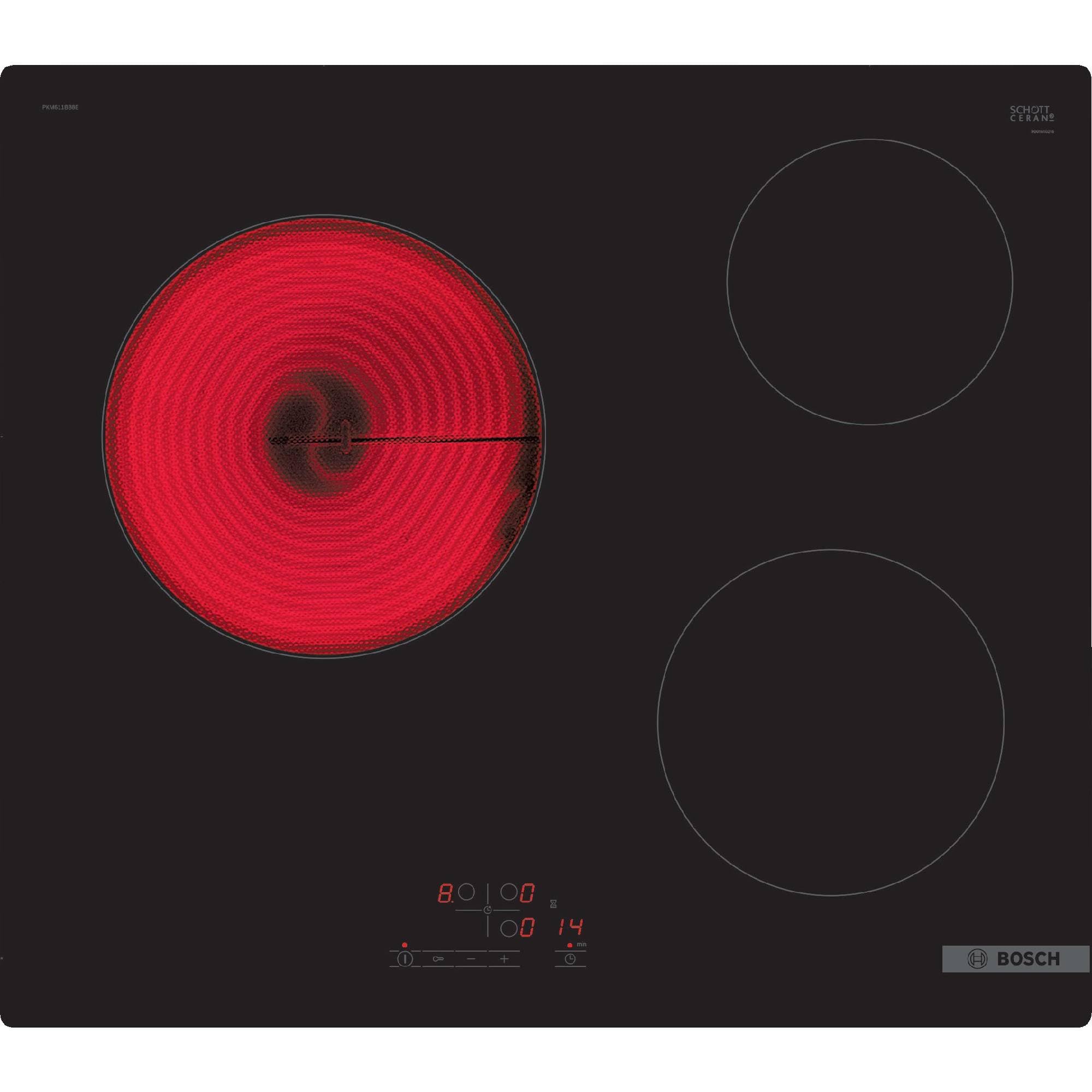 Bosch PKM611BB8E Series 4 - płyta ceramiczna, Touch Select | 60 cm, czarny, 3 paleniska, timer z funkcją wyłączania