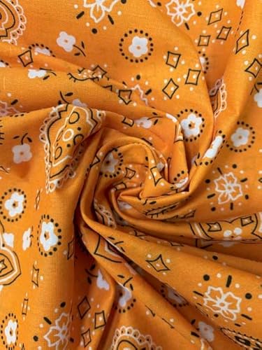 Sedona Designz Bandana Print Poly Cotton Fabric  58" Wide, Soft & Breathable Material  Durable & Wrinkle-Resistant for Crafts, Apparel & DIY Projects