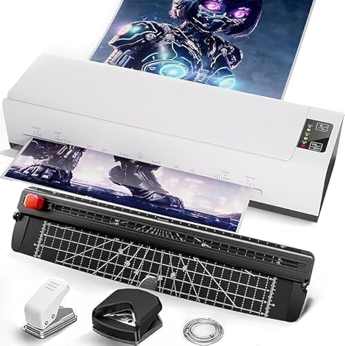 A3 Laminator Machine,13 Inch 9-in-1 Laminating Machine with Laminating 12 Sheets,Trimmer and Corner Rounder,Thermal Laminator Hot & Cold with Fast Warm Technology for Office School Home
