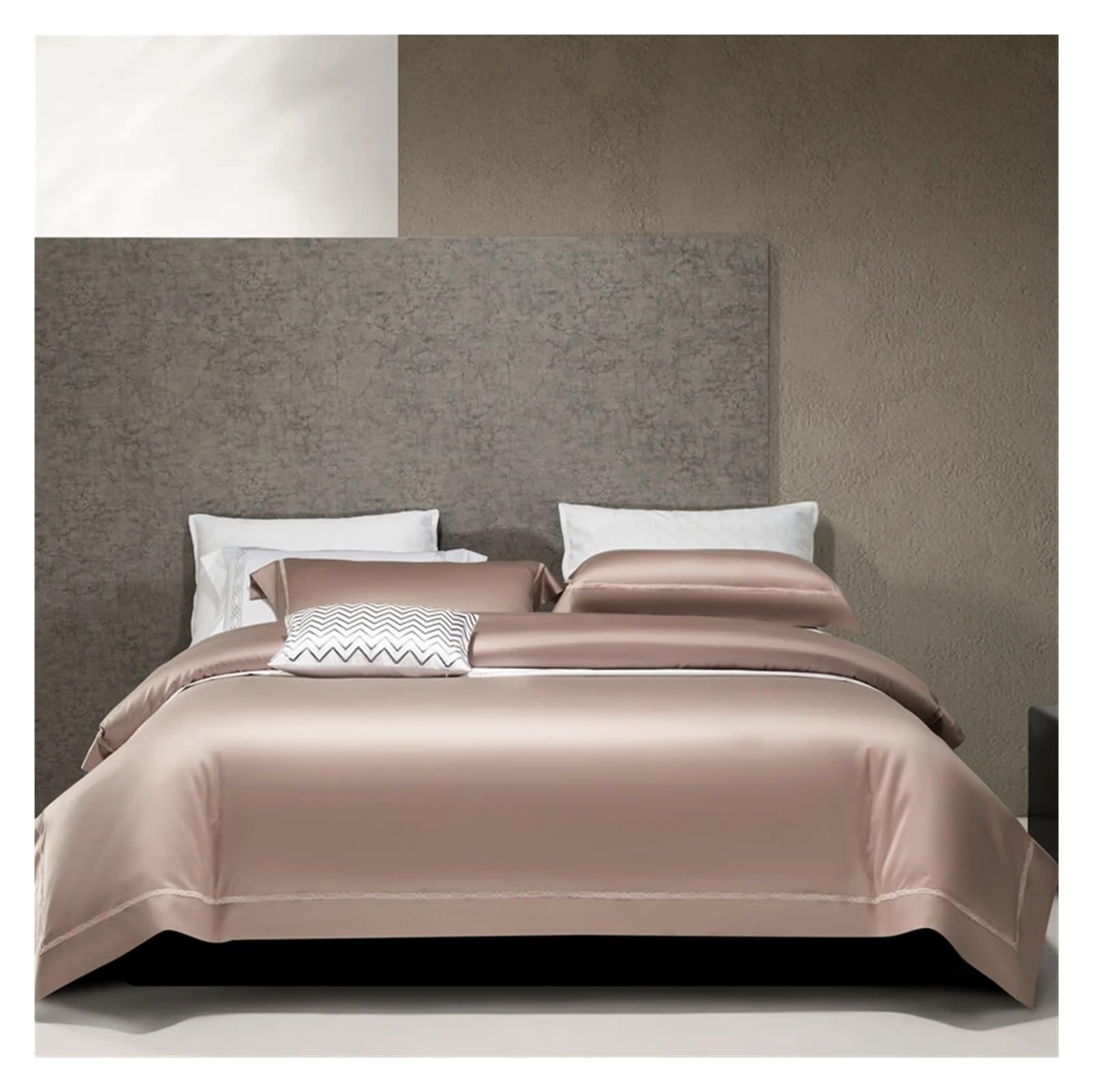 Sbcgfy Pink White Gray 2000Tc Pima Cotton Bedding Sets Duvet Cover Bedsheet Pillowcase 4Pcs Comfortable Bedding, Bedspreads,-Flat Bed Sheet-Queen 4Pcs