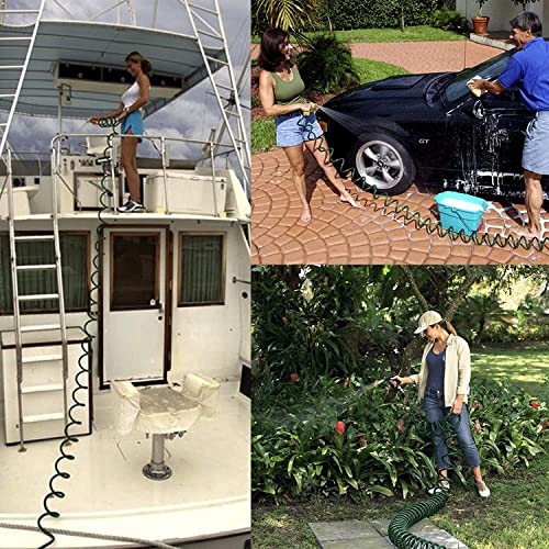 Funjee Lightweight Eva Coil 10 Ft Garden Hose With Nipple Qd Fittings, Female And Male Thread Qd Fittings, Garden Tool Set (10Ft, Green) #TOP7