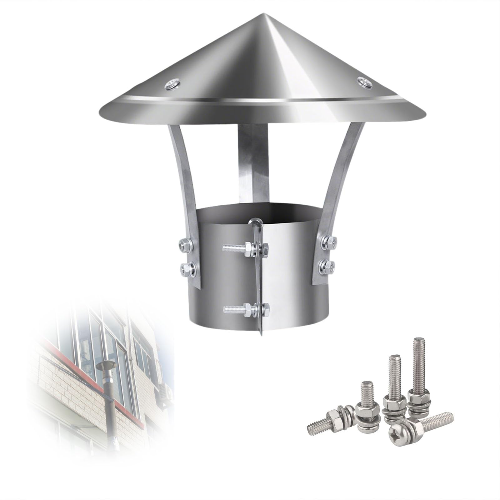 MYXJGNAIY Furnace Vent Chimney Cap, Round Chimney Rain Cover, Weatherproof Fireplace Flue Lid Easy Installation, Vent Chimney Cowl with Metal Screws, Exhaust Cover for Stove Pipe(8.3in)