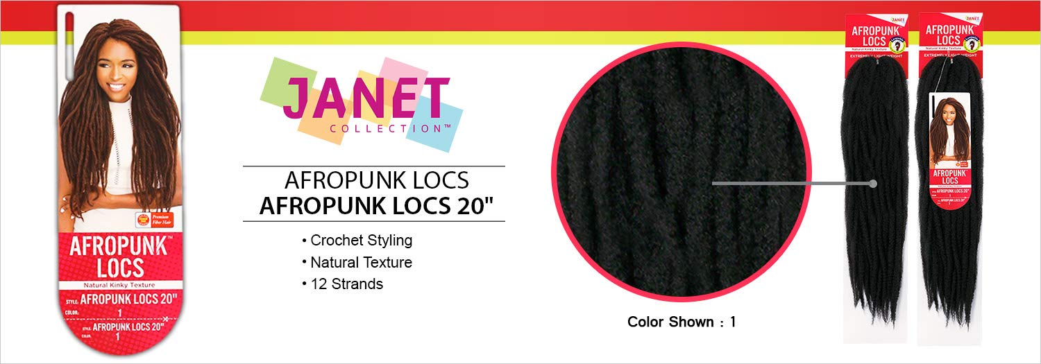 MULTI PACK DEALS! Janet Collection Synthetic Hair Crochet Braids Afropunk Locs 20" (8-PACK, 2)