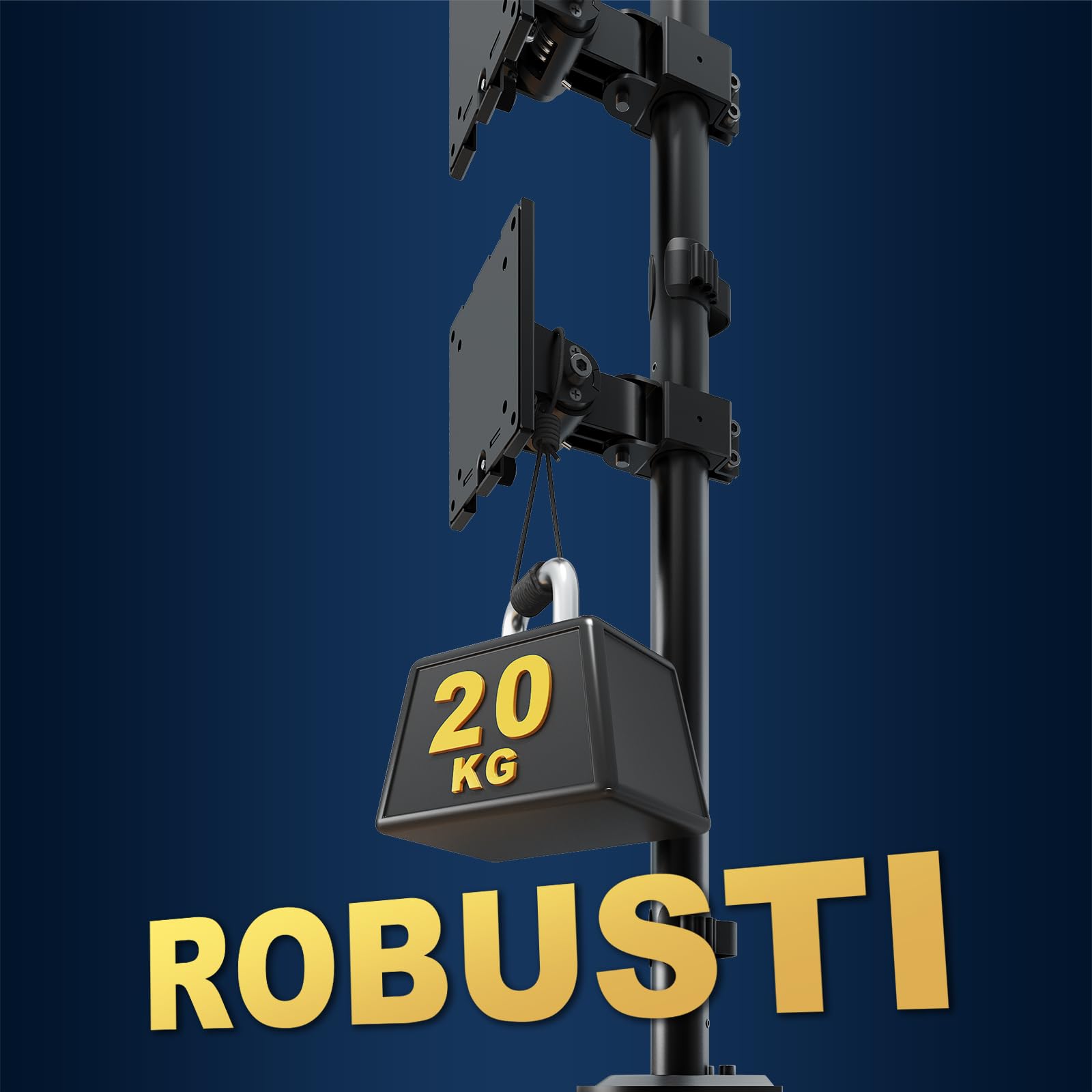 Supporto Monitor per 2 Schermi 17-49 Pollici – Braccio Doppio Regolabile in Altezza, VESA 75x75 & 100x100, Inclinabile, Ruotabile, Salvaspazio, Nero
